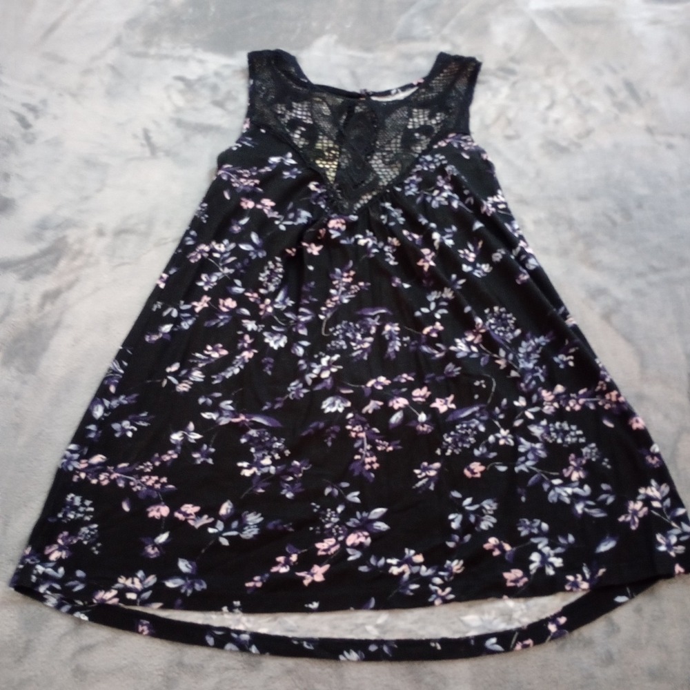 Maurices Mini Dress Womens XS Black Floral Sleeveless Lightweight Summer Casual